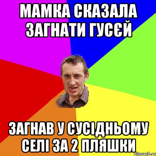 Мамка сказала загнати гусєй Загнав у сусідньому селі за 2 пляшки, Мем Чоткий паца