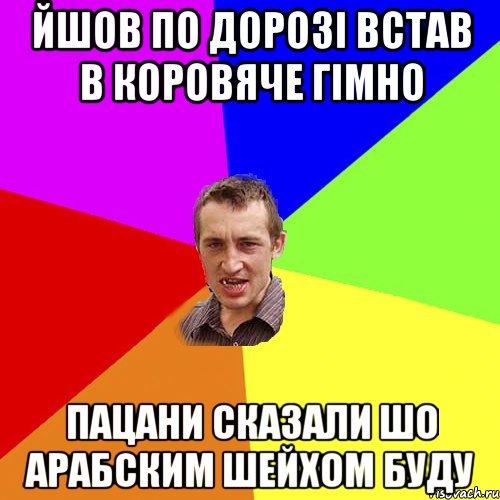 йшов по дорозі встав в коровяче гімно пацани сказали шо арабским шейхом буду, Мем Чоткий паца