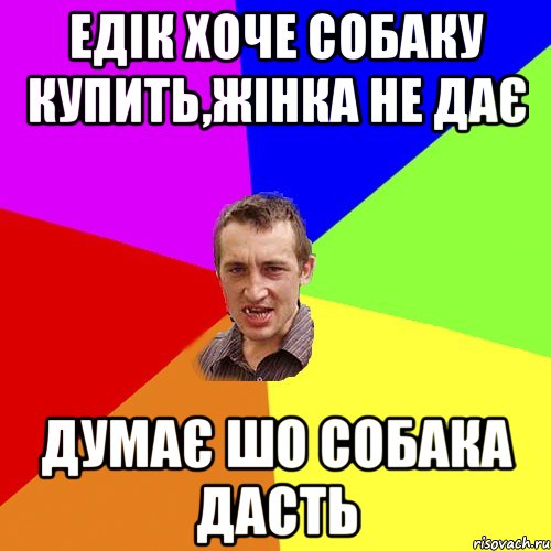 Едік хоче собаку купить,жінка не дає Думає шо собака дасть, Мем Чоткий паца