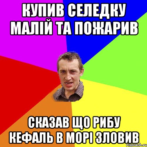 купив селедку малій та пожарив сказав що рибу кефаль в морі зловив, Мем Чоткий паца