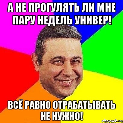 А не прогулять ли мне пару недель универ! всё равно отрабатывать не нужно!, Мем Петросяныч