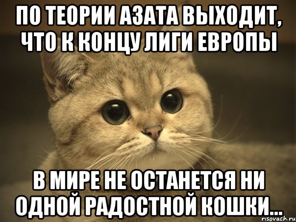 По теории Азата выходит, что к концу Лиги Европы В мире не останется ни одной радостной кошки..., Мем Пидрила ебаная котик