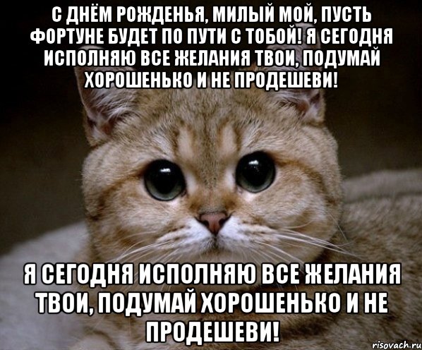 С днём рожденья, милый мой, Пусть Фортуне будет по пути с тобой! Я сегодня исполняю все желания твои, Подумай хорошенько и не продешеви! Я сегодня исполняю все желания твои, Подумай хорошенько и не продешеви!, Мем Пидрила Ебаная