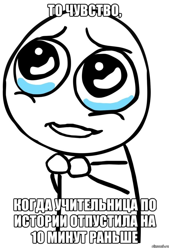 ТО чувство, когда учительница по истории отпустила на 10 минут раньше, Мем  ну пожалуйста (please)