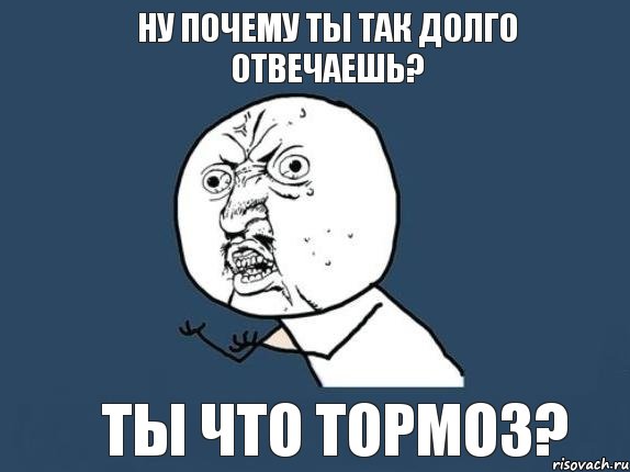 ну почему ты так долго отвечаешь? ты что тормоз?