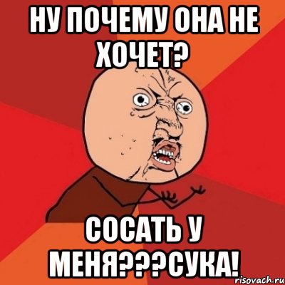 НУ ПОЧЕМУ ОНА НЕ ХОЧЕТ? СОСАТЬ У МЕНЯ???СУКА!, Мем Почему