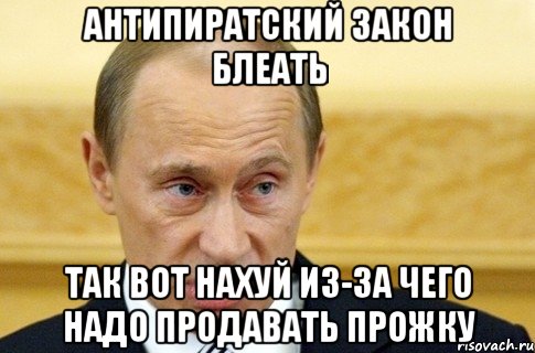 Антипиратский закон блеать Так вот нахуй из-за чего надо продавать прожку, Мем путин