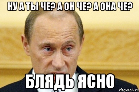 Ну а ты че? а он че? а она че? Блядь ясно, Мем путин