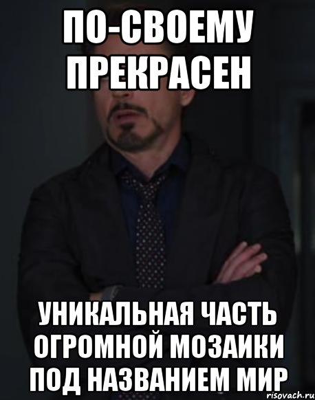 По-своему прекрасен уникальная часть огромной мозаики под названием Мир, Мем твое выражение лица