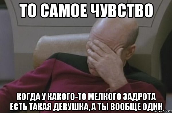 То самое чувство Когда у какого-то мелкого задрота есть ТАКАЯ девушка, а ты вообще один, Мем  Рукалицо