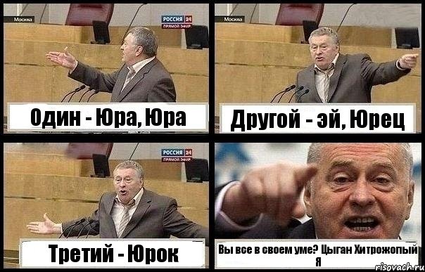 Один - Юра, Юра Другой - эй, Юрец Третий - Юрок Вы все в своем уме? Цыган Хитрожопый Я, Комикс с Жириновским