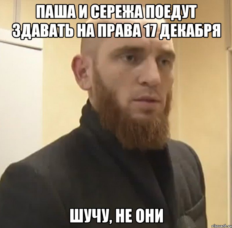 Паша и Сережа поедут здавать на права 17 декабря шучу, не они, Мем Шучу