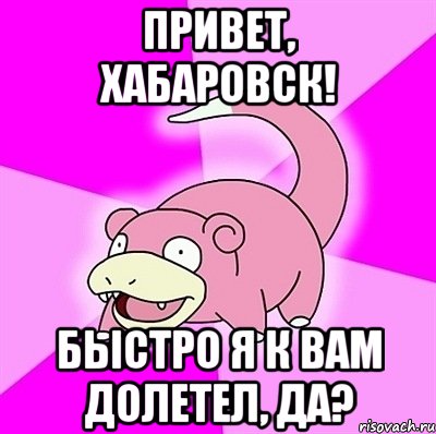 Привет, Хабаровск! Быстро я к вам долетел, да?, Мем слоупок