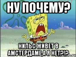 Ну почему? Нильс живет в Амстердаме,а я нет?!?, Мем Спанч Боб плачет