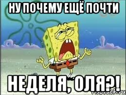 Ну почему ещё почти неделя, Оля?!, Мем Спанч Боб плачет