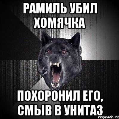 РАМИЛЬ УБИЛ ХОМЯЧКА ПОХОРОНИЛ ЕГО, СМЫВ В УНИТАЗ, Мем Сумасшедший волк