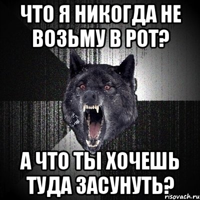 Что я никогда не возьму в рот? А что ты хочешь туда засунуть?, Мем Сумасшедший волк