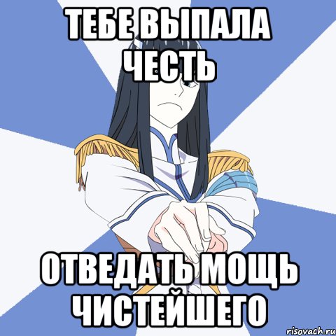 Тебе выпала честь отведать мощь чистейшего