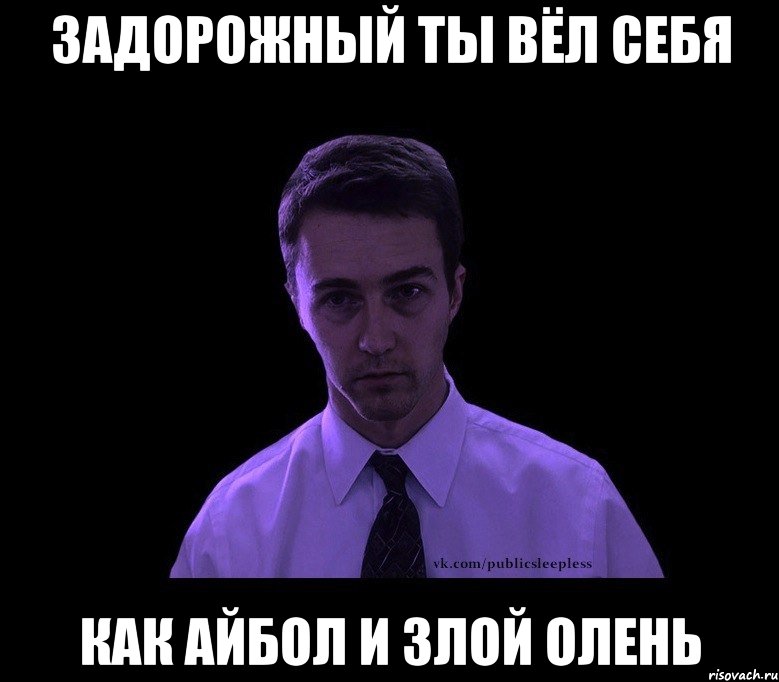 Задорожный ты вёл себя как айбол и злой олень, Мем типичный недосыпающий