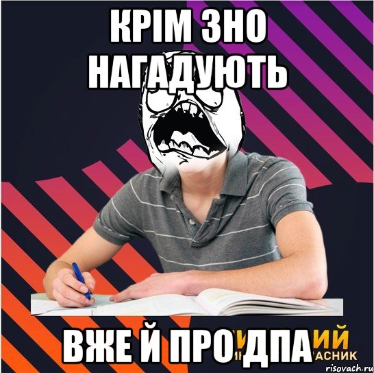 Крім ЗНО нагадують вже й про ДПА, Мем Типовий одинадцятикласник