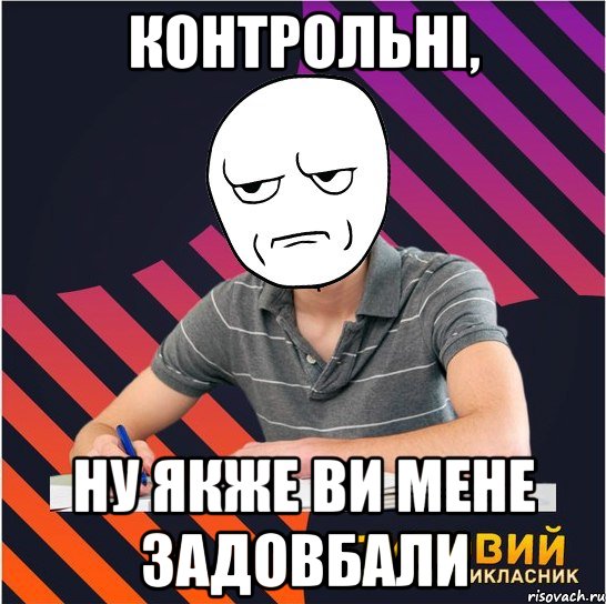 контрольні, ну якже ви мене задовбали, Мем Типовий одинадцятикласник