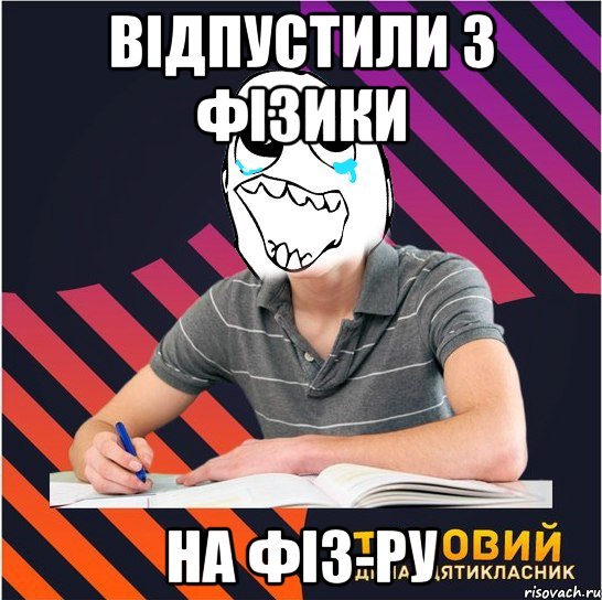 Відпустили з фізики на фіз-ру, Мем Типовий одинадцятикласник