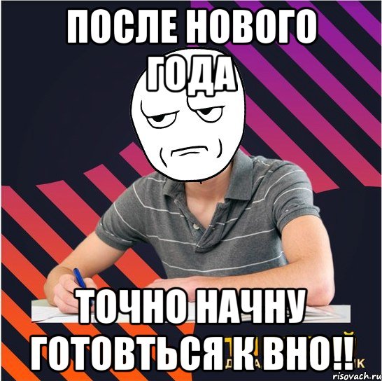 После Нового Года Точно начну готовться к ВНО!!, Мем Типовий одинадцятикласник