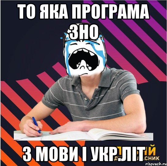 ТО яка програма ЗНО з мови і укр.літ, Мем Типовий одинадцятикласник