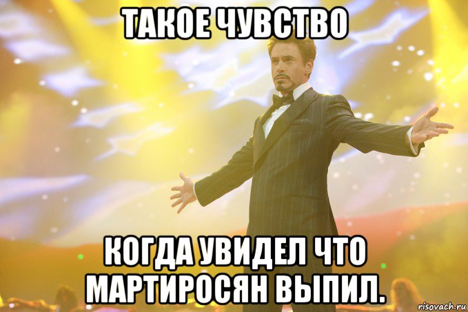 Такое чувство Когда увидел что Мартиросян выпил., Мем Тони Старк (Роберт Дауни младший)