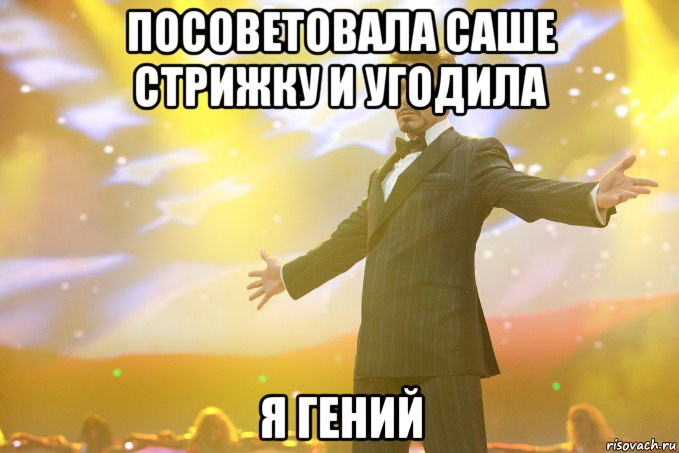 Посоветовала Саше стрижку и угодила Я Гений, Мем Тони Старк (Роберт Дауни младший)