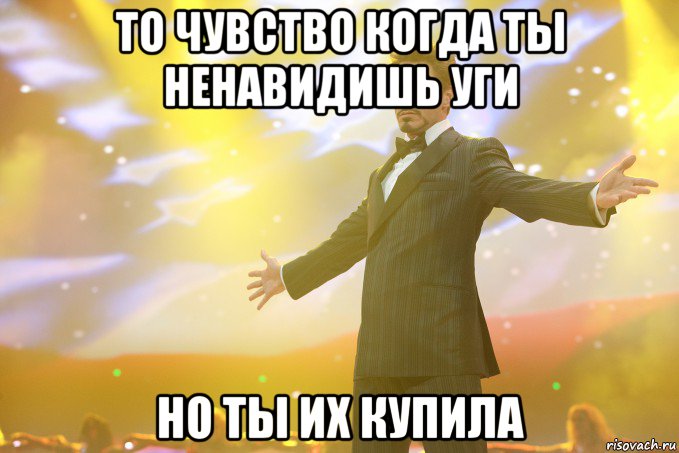 то чувство когда ты ненавидишь уги но ты их купила, Мем Тони Старк (Роберт Дауни младший)