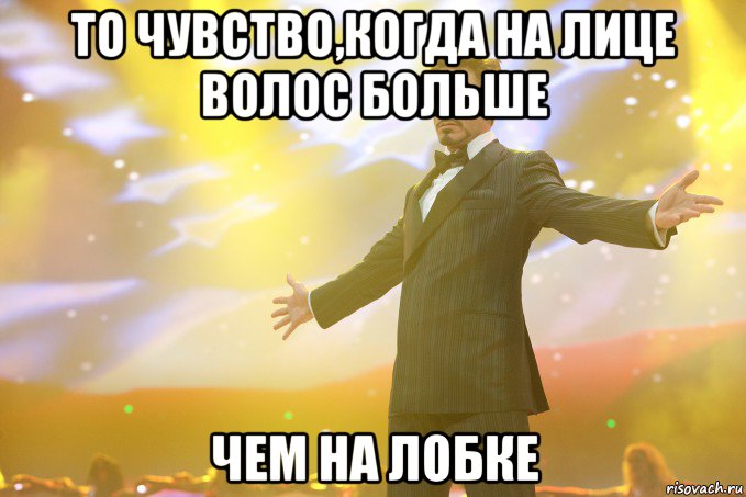 То чувство,когда на лице волос больше чем на лобке, Мем Тони Старк (Роберт Дауни младший)