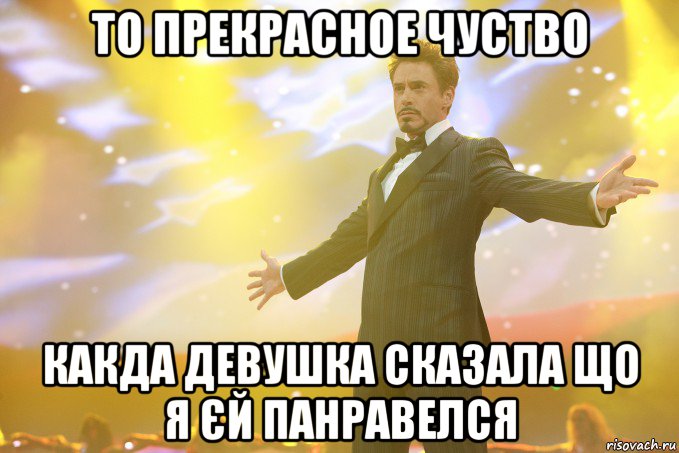 то прекрасное чуство какда девушка сказала що я єй панравелся, Мем Тони Старк (Роберт Дауни младший)