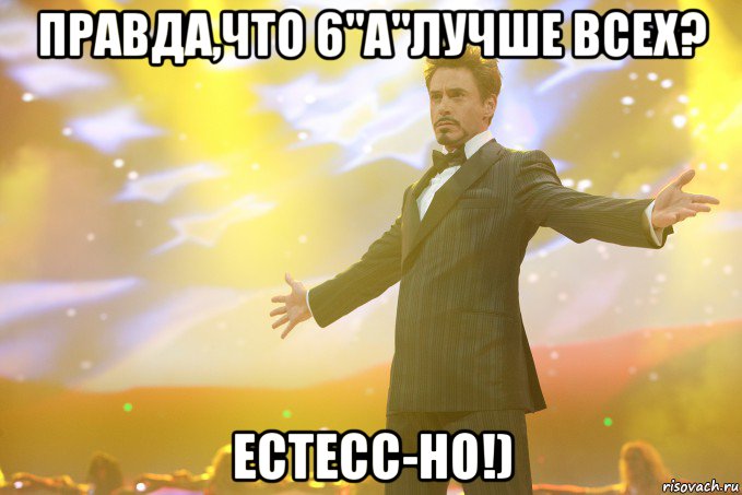 Правда,что 6"а"Лучше всех? Естесс-но!), Мем Тони Старк (Роберт Дауни младший)