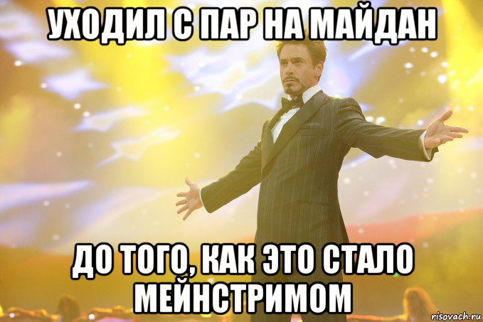 уходил с пар на Майдан до того, как это стало мейнстримом, Мем Тони Старк (Роберт Дауни младший)