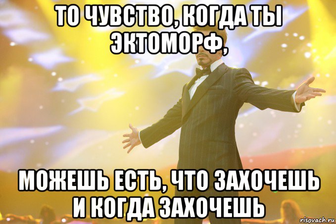 то чувство, когда ты эктоморф, можешь есть, что захочешь и когда захочешь, Мем Тони Старк (Роберт Дауни младший)