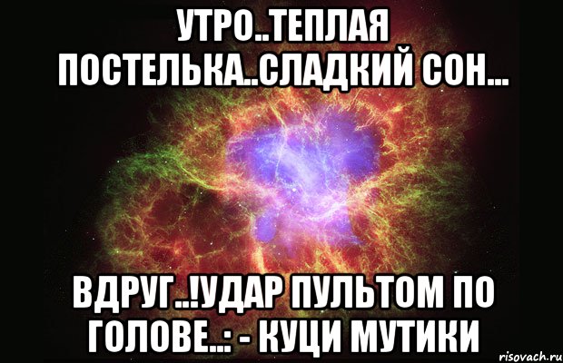 Утро..теплая постелька..сладкий сон... вдруг..!удар пультом по голове..: - КУЦИ МУТИКИ, Мем Туманность