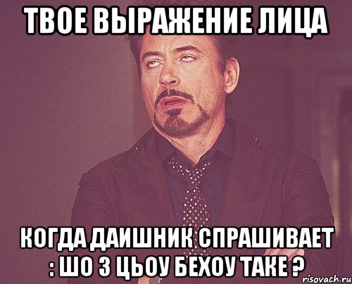 твое выражение лица когда даишник спрашивает : шо з цьоу бехоу таке ?, Мем твое выражение лица