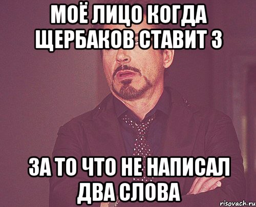 Моё лицо когда щербаков ставит 3 за то что не написал два слова, Мем твое выражение лица