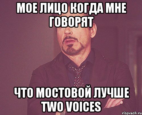 МОЕ ЛИЦО КОГДА МНЕ ГОВОРЯТ ЧТО МОСТОВОЙ ЛУЧШЕ TWO VOICES, Мем твое выражение лица