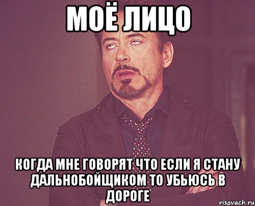 МОЁ ЛИЦО КОГДА МНЕ ГОВОРЯТ ЧТО ЕСЛИ Я СТАНУ ДАЛЬНОБОЙЩИКОМ ТО УБЬЮСЬ В ДОРОГЕ, Мем твое выражение лица