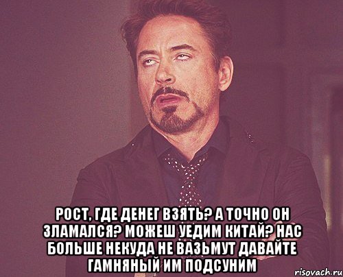  рост, где денег взять? а точно он зламался? можеш уедим китай? нас больше некуда не вазьмут давайте гамняный им подсуним, Мем твое выражение лица