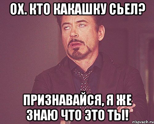 ох. кто какашку сьел? признавайся, я же знаю что это ты!, Мем твое выражение лица