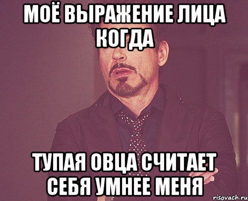 моё выражение лица когда тупая овца считает себя умнее меня, Мем твое выражение лица