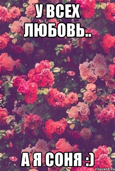 У всех любовь.. А я Соня :)