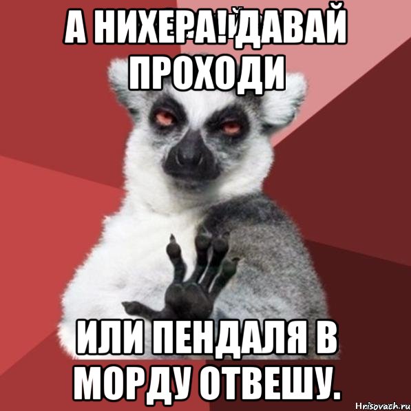 А нихера! Давай проходи или пендаля в морду отвешу., Мем Узбагойзя