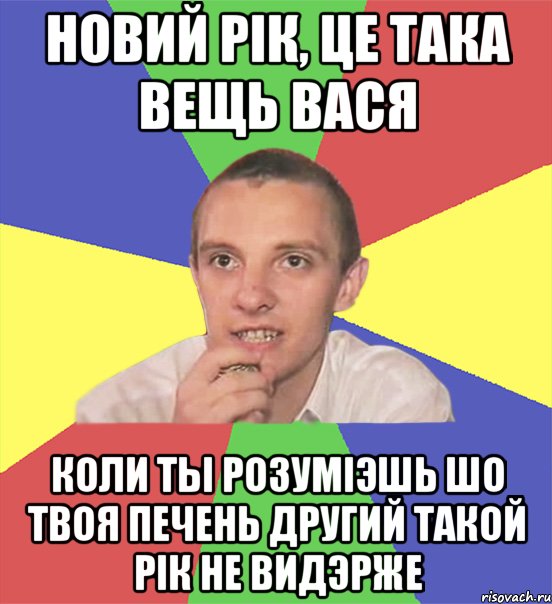 Новий Рiк, це така вещь Вася коли ты розумiэшь шо твоя печень другий такой рiк не видэрже, Мем вася