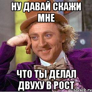 ну давай скажи мне что ты делал двуху в рост, Мем Ну давай расскажи (Вилли Вонка)