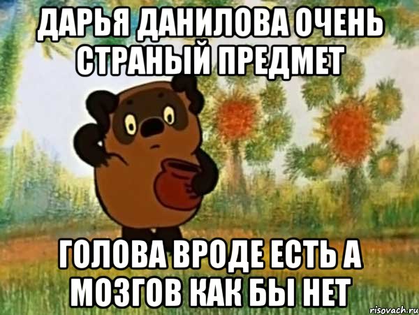 Дарья Данилова очень страный предмет голова вроде есть а мозгов как бы нет, Мем Винни пух чешет затылок