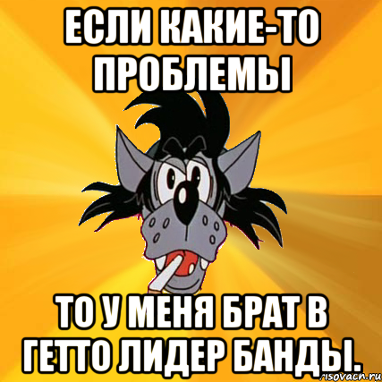 Если какие-то проблемы То у меня брат в гетто лидер банды., Мем Волк